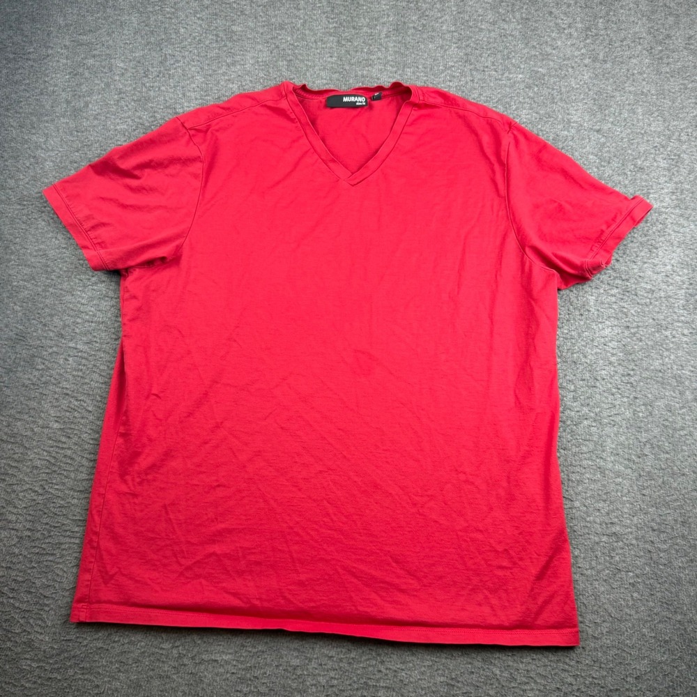 Murano T-Shirt Men's XL Red V-Neck Slim Fit Short Sleeve Cotton Tee